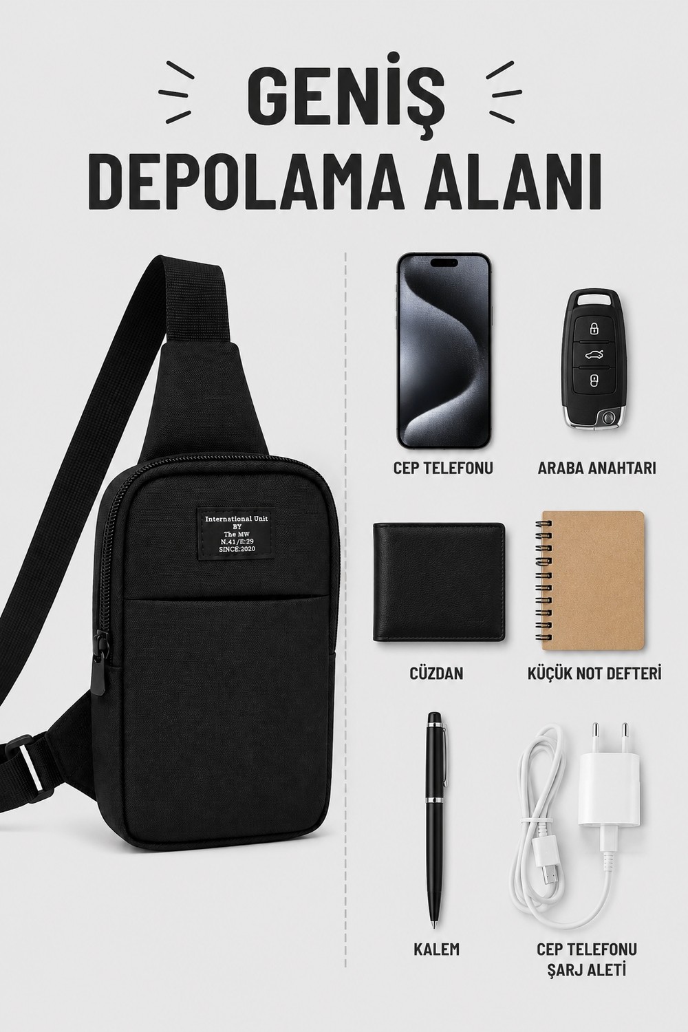 The Modawest Telefon Bölmeli Bel ve Çapraz Omuz Çanta Suya Dayanıklı Polyester Günlük Kullanım görsel 2
