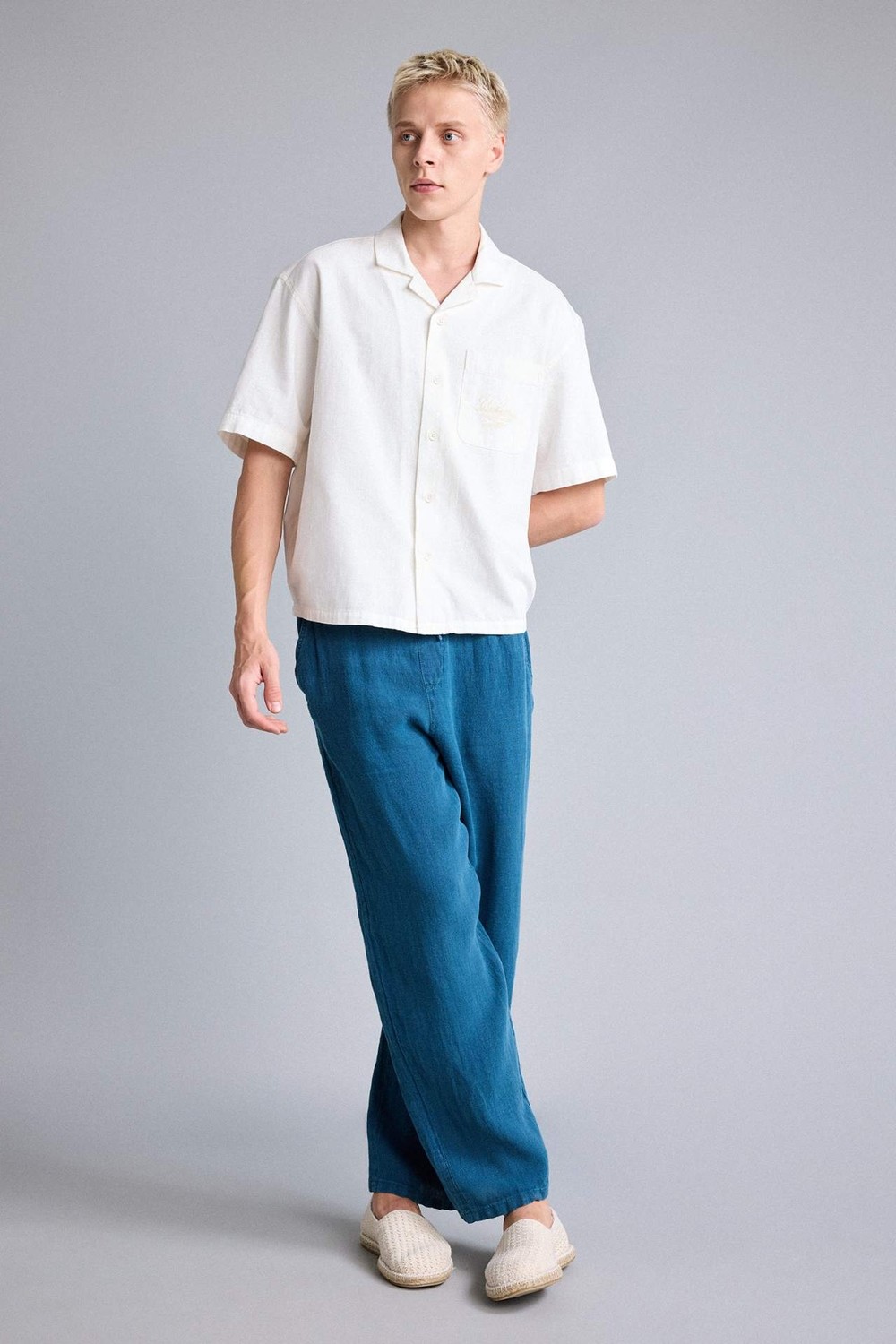 DeFacto %100 Keten Premium Wide Leg Pantolon G0855AX26SM görsel 8