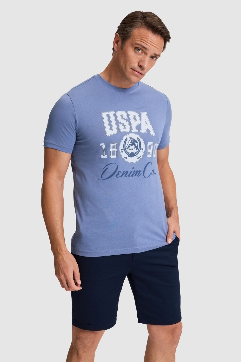U.S. Polo Assn. Erkek İndigo Regular Fit Bisiklet Yaka Tişört 50327174-VR028