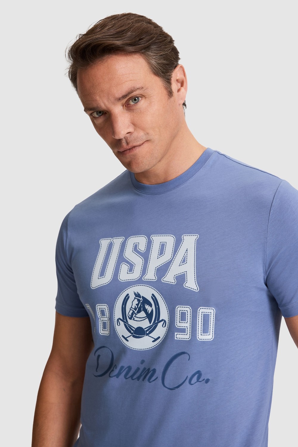 U.S. Polo Assn. Erkek İndigo Regular Fit Bisiklet Yaka Tişört 50327174-VR028 görsel 2
