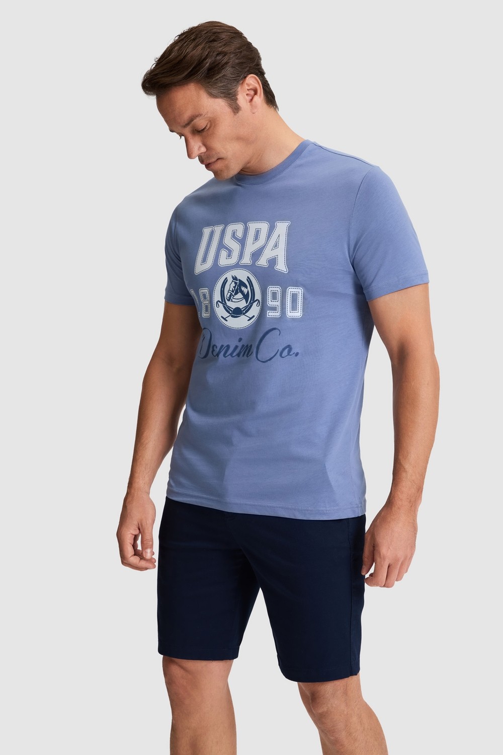 U.S. Polo Assn. Erkek İndigo Regular Fit Bisiklet Yaka Tişört 50327174-VR028 görsel 3