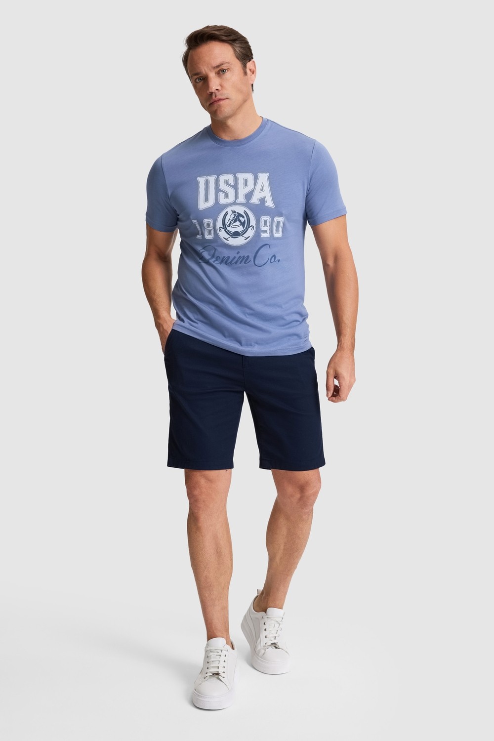 U.S. Polo Assn. Erkek İndigo Regular Fit Bisiklet Yaka Tişört 50327174-VR028 görsel 4