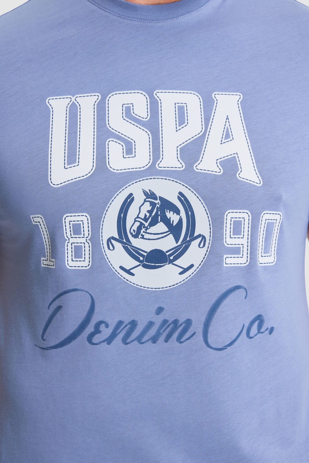 U.S. Polo Assn. Erkek İndigo Regular Fit Bisiklet Yaka Tişört 50327174-VR028 görsel 6