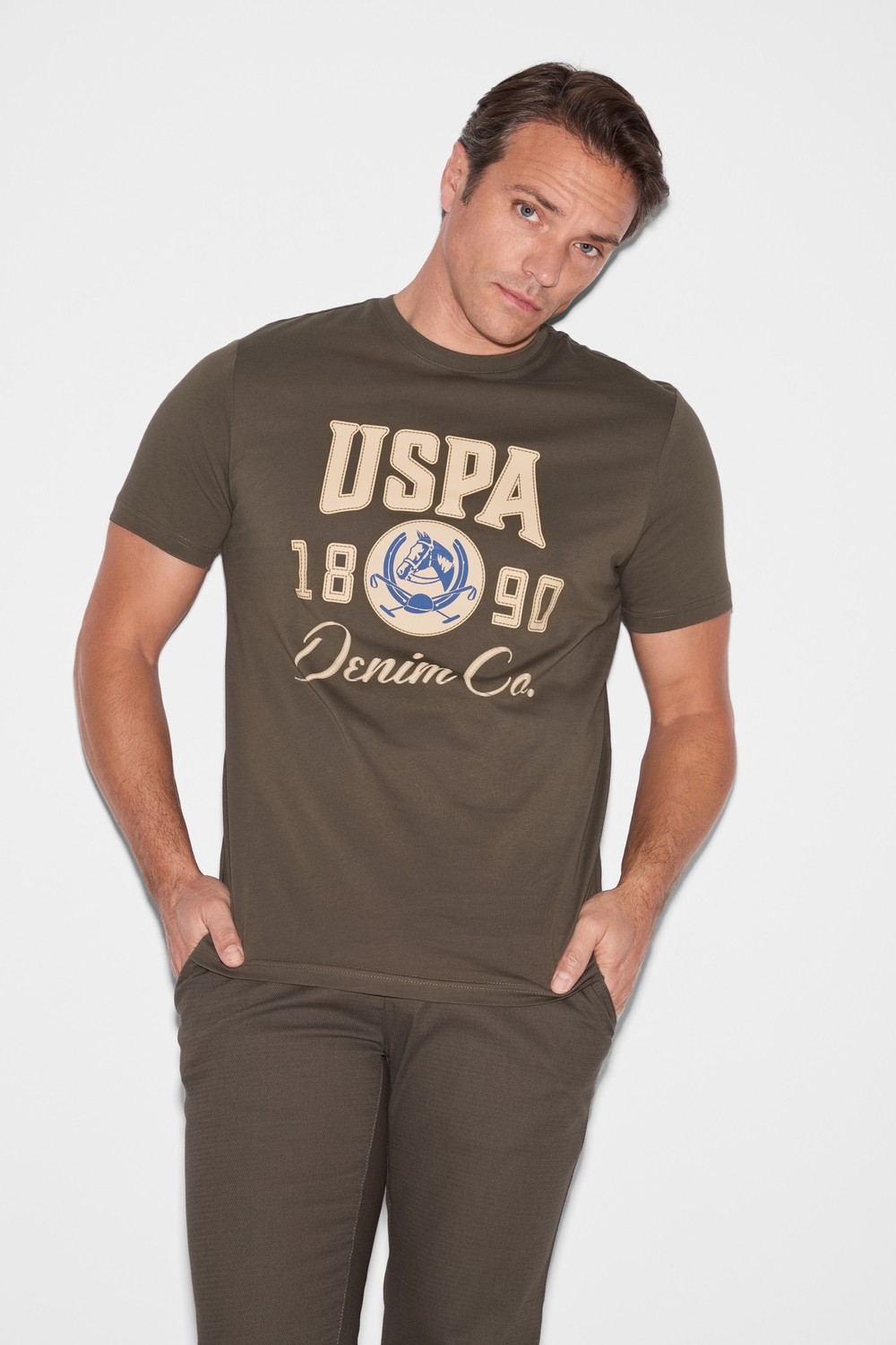 U.S. Polo Assn. Erkek İndigo Regular Fit Bisiklet Yaka Tişört 50327174-VR028 görsel 7