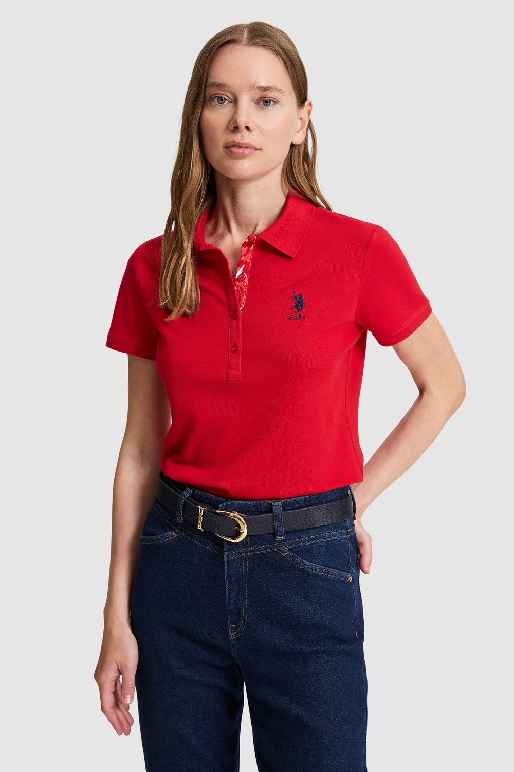 U.S. Polo Assn. Kadın Siyah Polo Yaka Basic Tişört 50321798-VR046