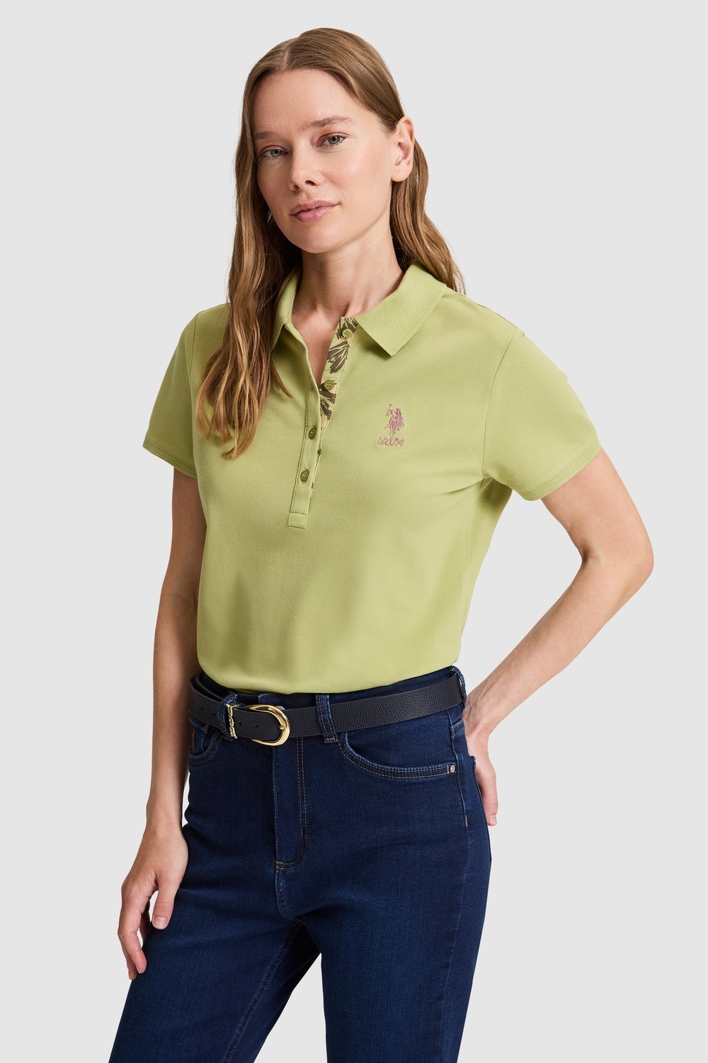U.S. Polo Assn. Kadın Siyah Polo Yaka Basic Tişört 50321798-VR046