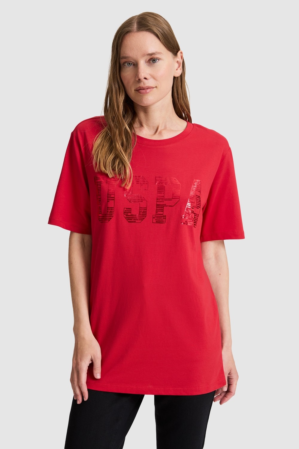 U.S. Polo Assn. Kadın Somon Bisiklet Yaka Basic Tişört 50321690-VR204