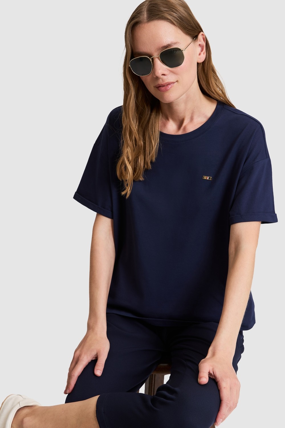 U.S. Polo Assn. Kadın Antrasit Bisiklet Yaka Basic Tişört 50323545-VR006
