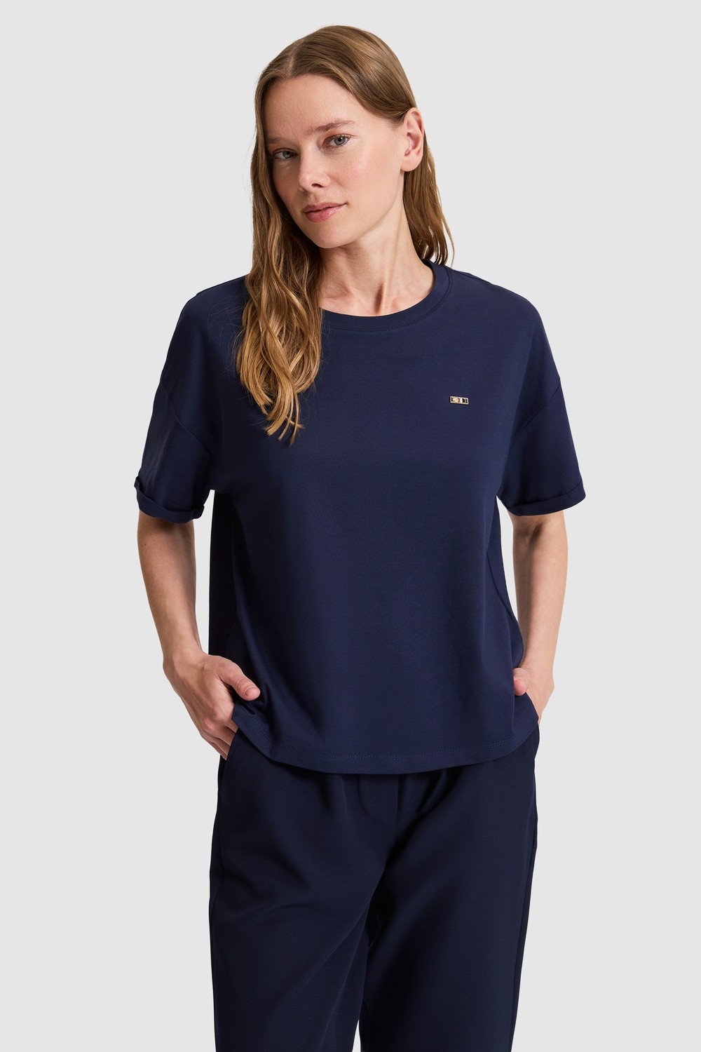 U.S. Polo Assn. Kadın Antrasit Bisiklet Yaka Basic Tişört 50323545-VR006 görsel 3