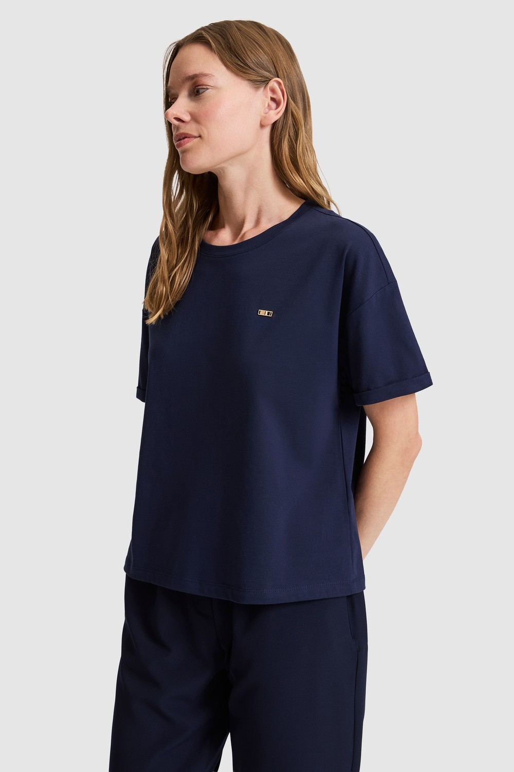 U.S. Polo Assn. Kadın Antrasit Bisiklet Yaka Basic Tişört 50323545-VR006 görsel 4