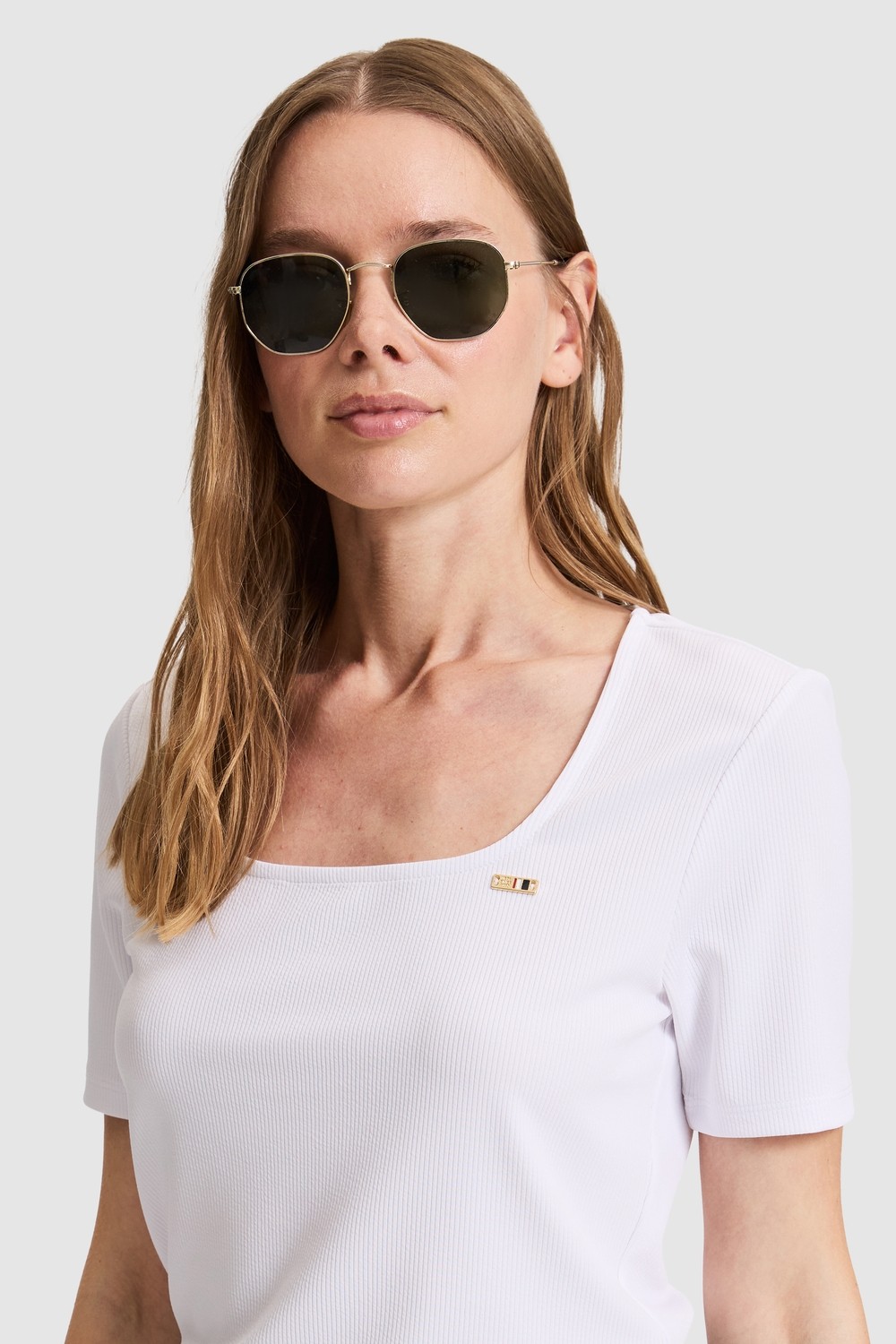 U.S. Polo Assn. Kadın Siyah Kare Yaka Basic Tişört 50323524-VR046 görsel 8