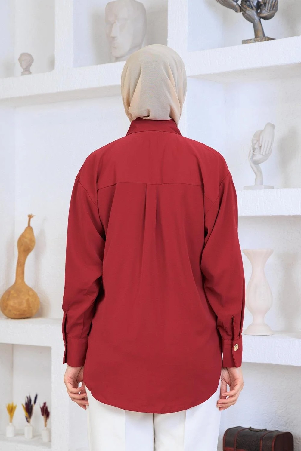 Esma Gündoğdu Jesica Gömlek Bordo görsel 5