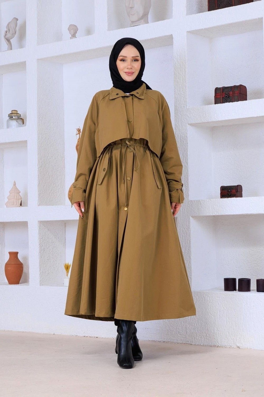 Esma Gündoğdu Loose Trenç Haki