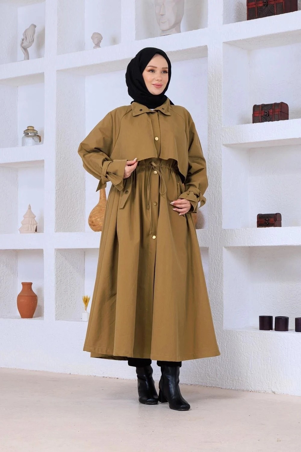 Esma Gündoğdu Loose Trenç Haki görsel 2
