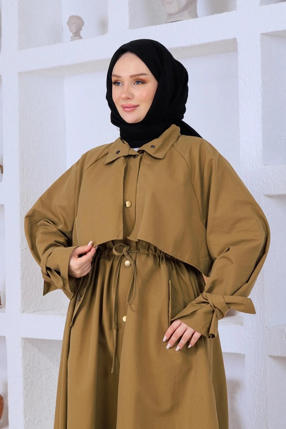 Esma Gündoğdu Loose Trenç Haki görsel 5