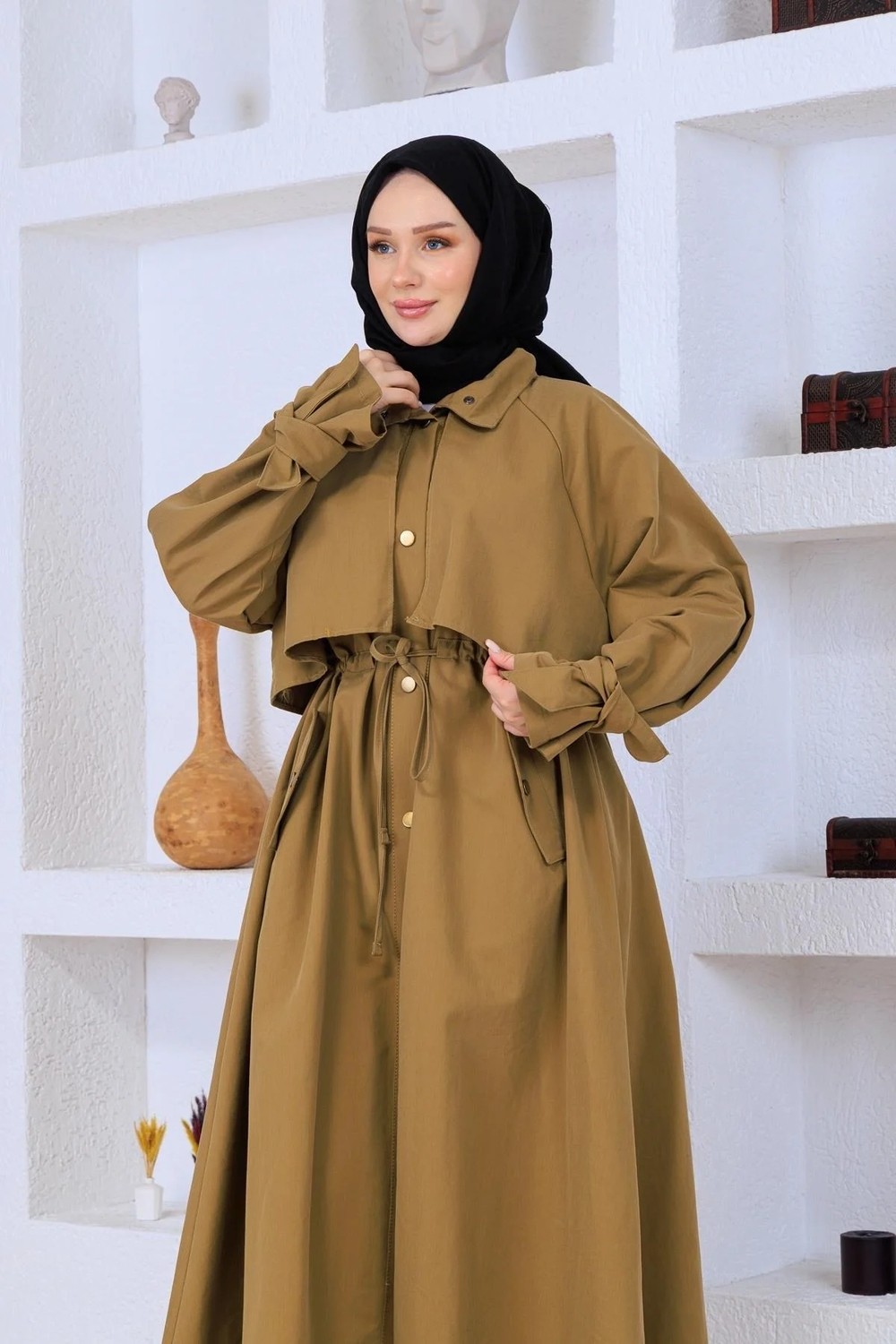 Esma Gündoğdu Loose Trenç Haki görsel 6