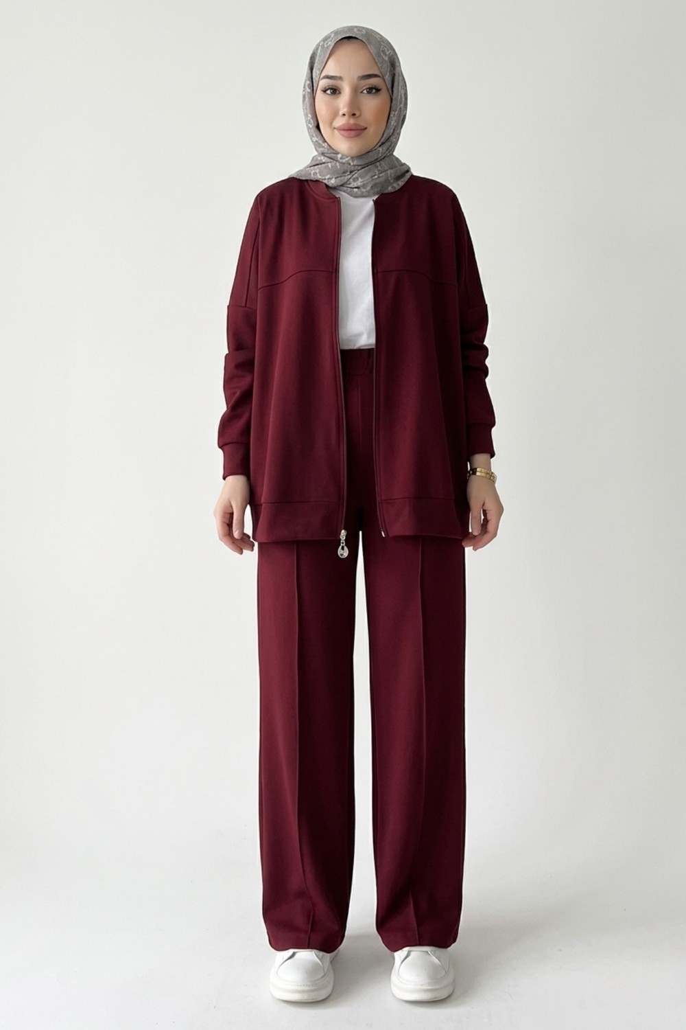 Thiff Tesettür Önü Fermuarlı Oversize Modal Takım