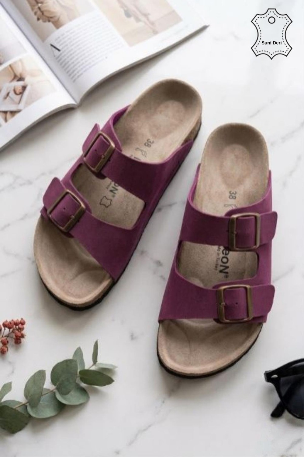 Neon Shoes Madrid Unisex Ortopedik Tabanlı Terlik Çift Bantlı Tokalı Günlük Rahat Ev & Dışarı Terliği