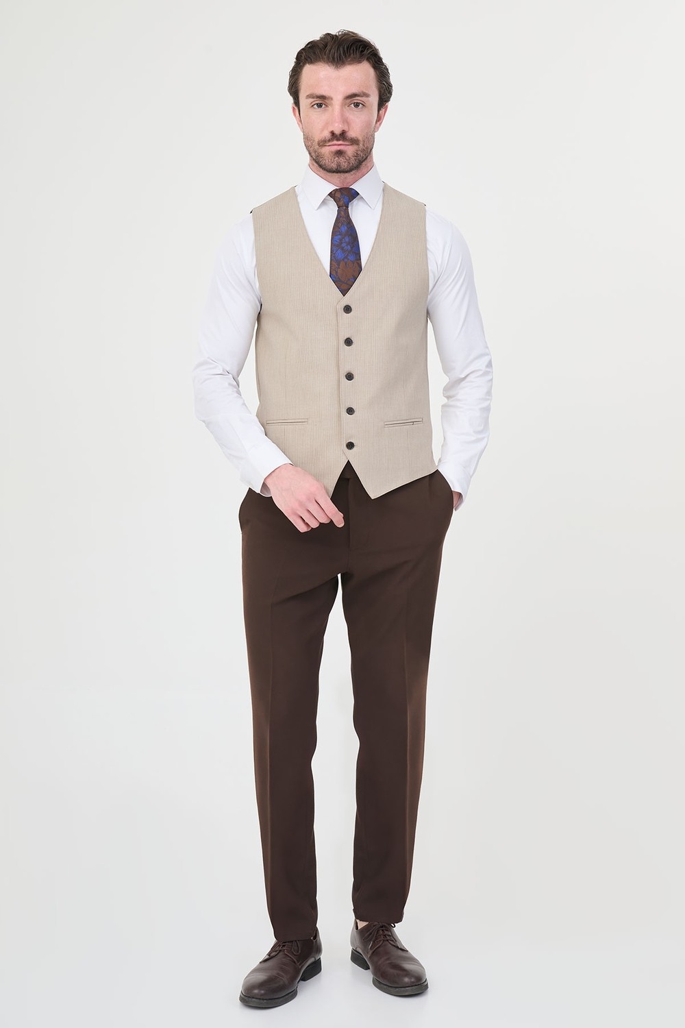 MCR Çizgili Slim Fit Klasik Erkek Yelek görsel 8