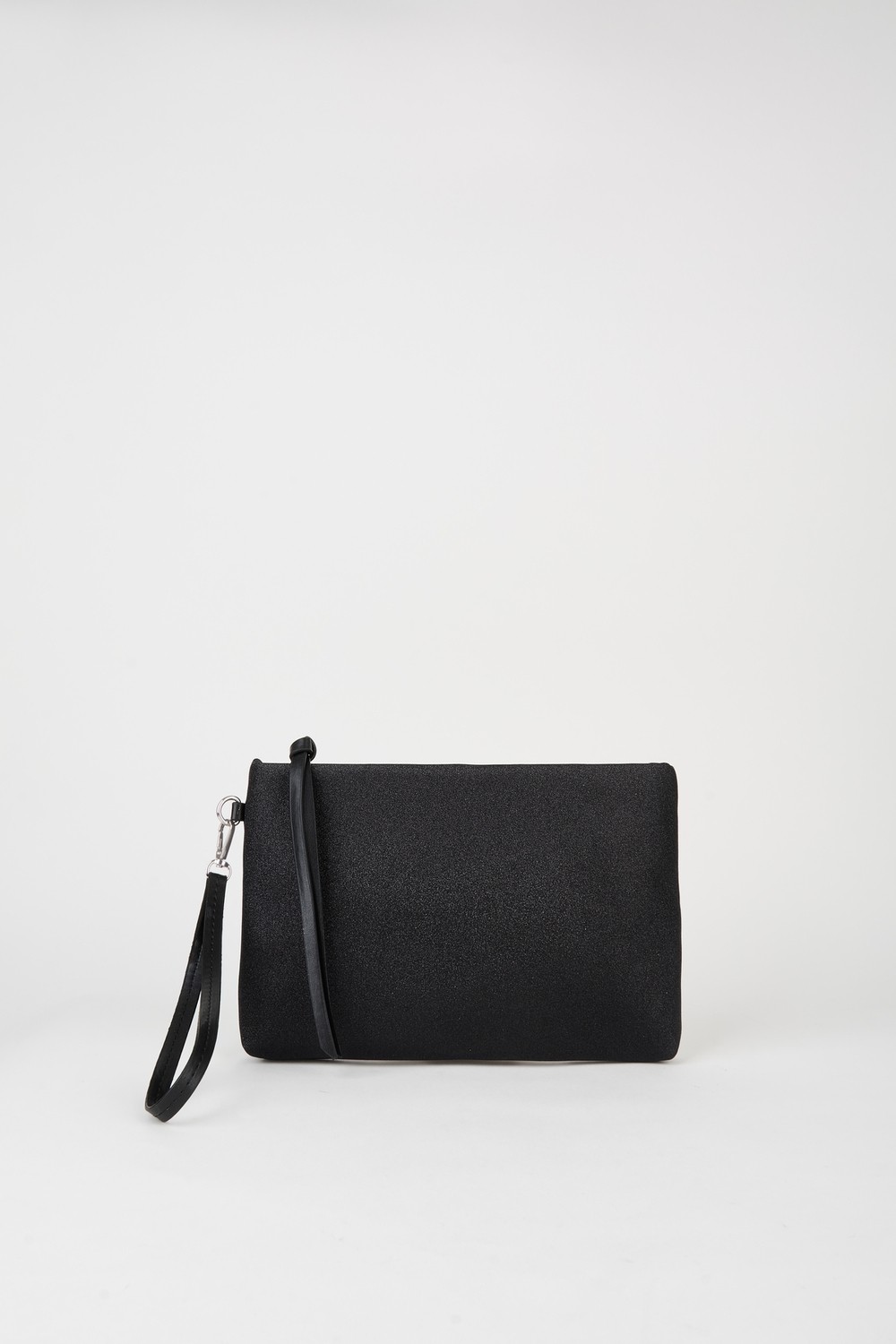 Vivaq Kadın Bellis Simli Siyah Astarlı Suni Deri Bilek Askılı Portföy El ve Clutch Çanta görsel 2