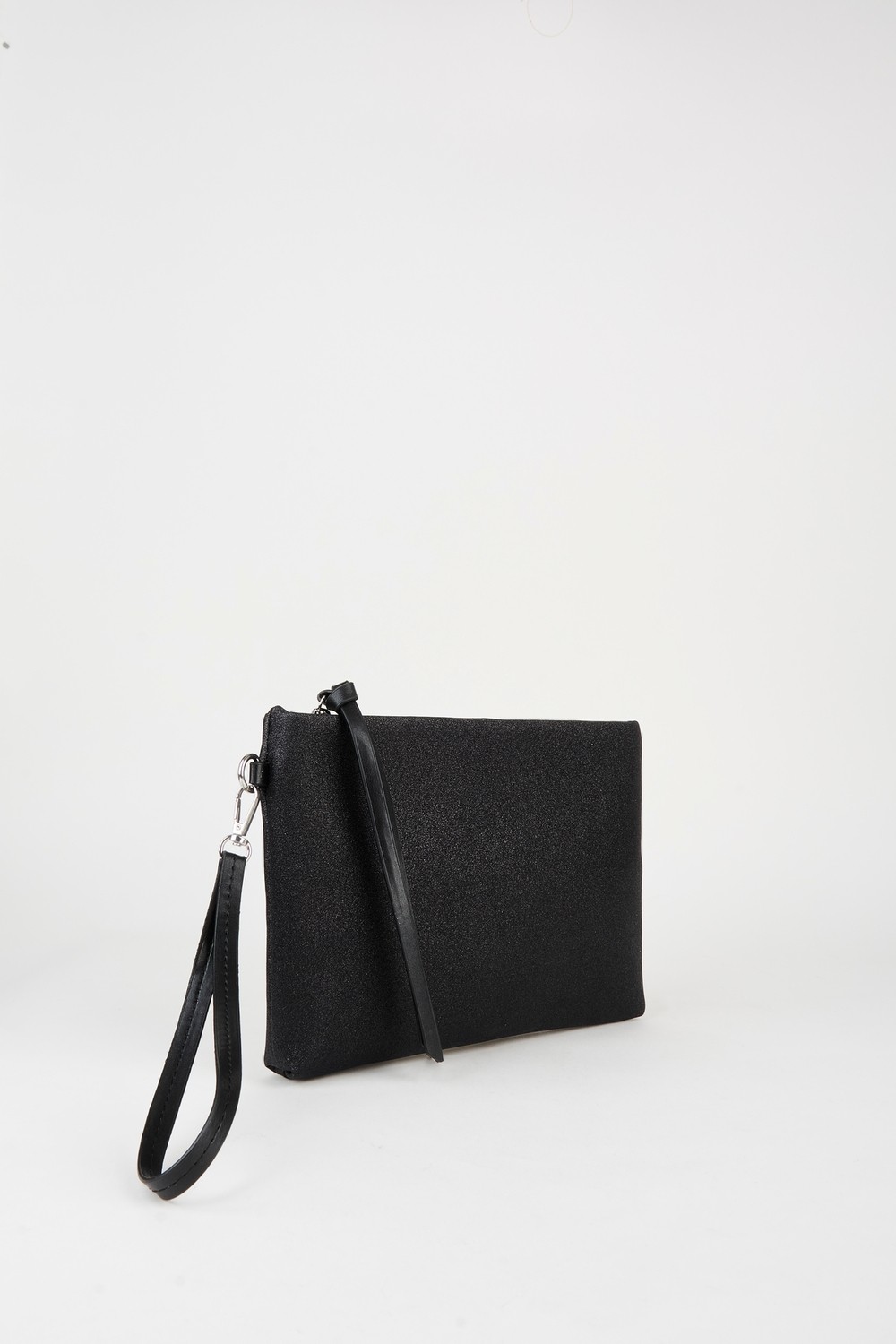 Vivaq Kadın Bellis Simli Siyah Astarlı Suni Deri Bilek Askılı Portföy El ve Clutch Çanta görsel 4