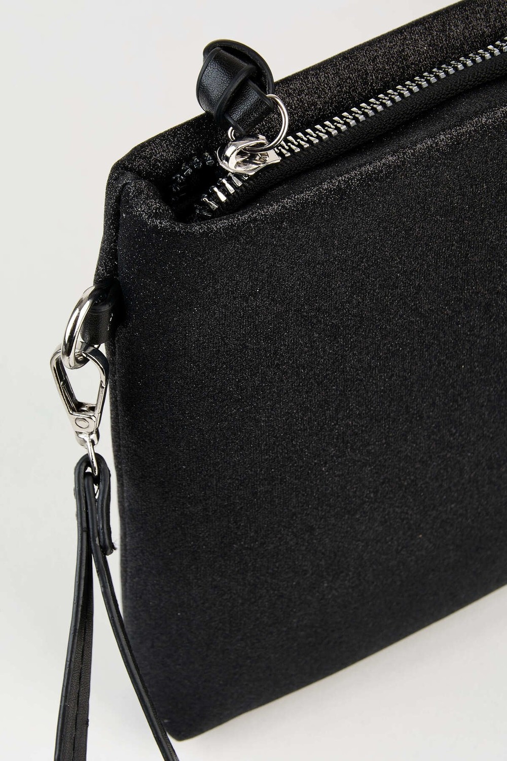 Vivaq Kadın Bellis Simli Siyah Astarlı Suni Deri Bilek Askılı Portföy El ve Clutch Çanta görsel 5