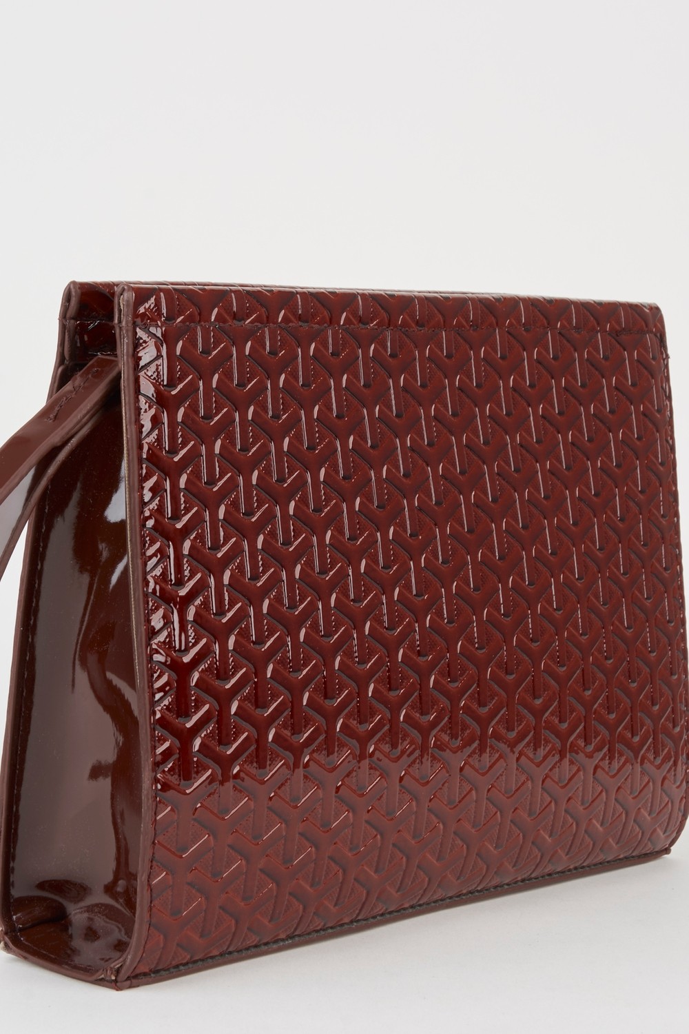 Vivaq Kadın Petunya Dokulu Acı Kahve Astarlı Suni Deri Bilek Askılı Portföy El ve Clutch Çanta