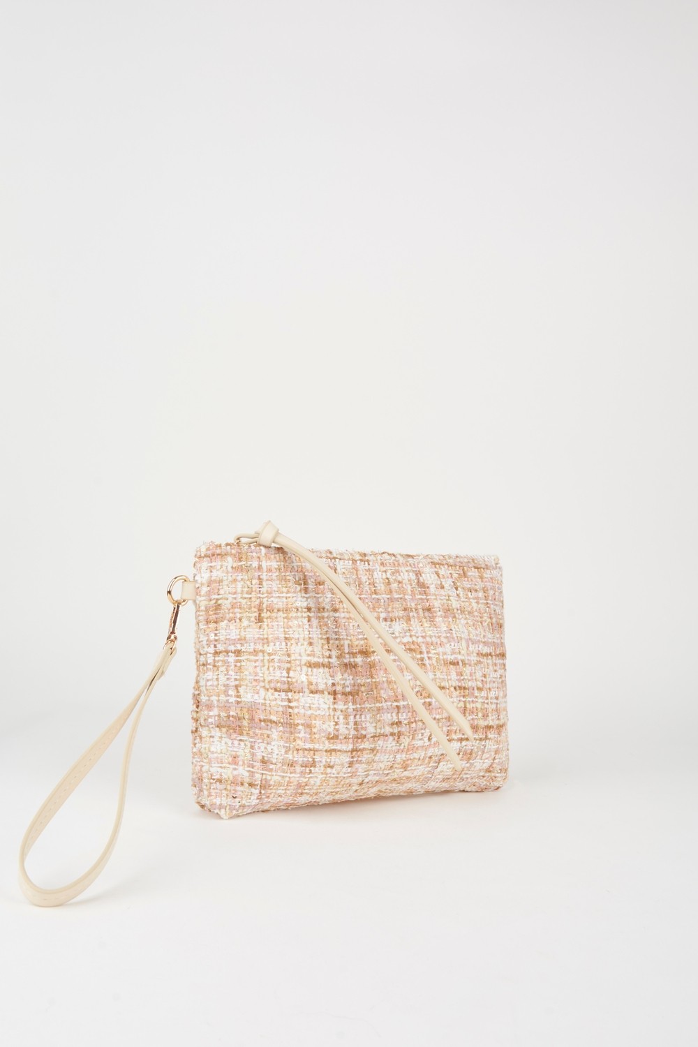 Vivaq Kadın Bellis Tweed Krem-Pudra Astarlı Bilek Askılı Portföy El ve Clutch Çanta görsel 3