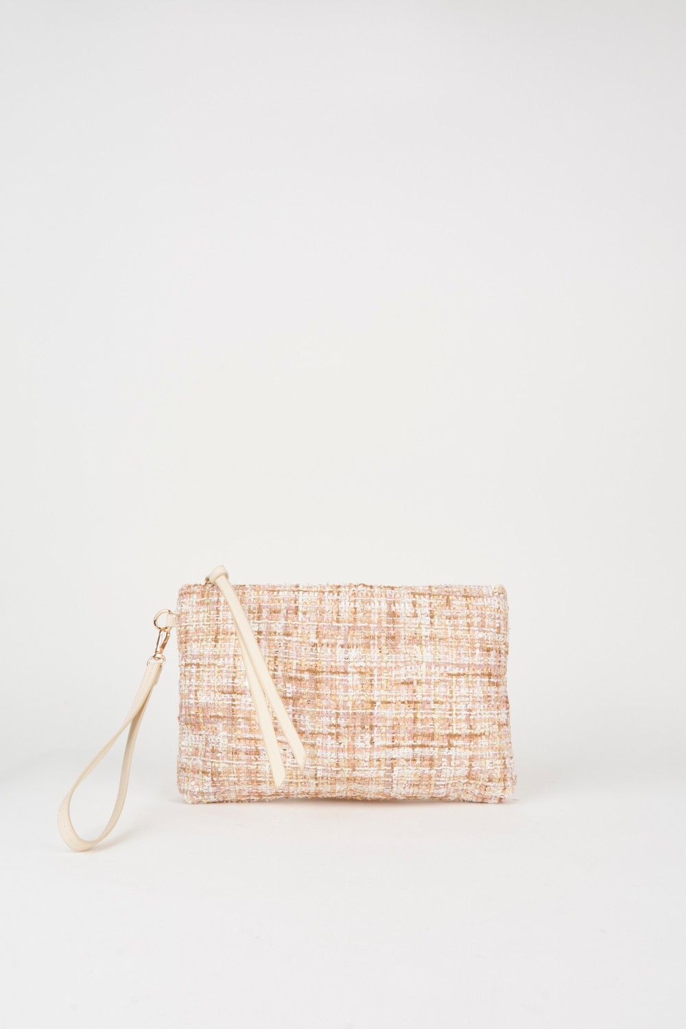 Vivaq Kadın Bellis Tweed Krem-Pudra Astarlı Bilek Askılı Portföy El ve Clutch Çanta görsel 4