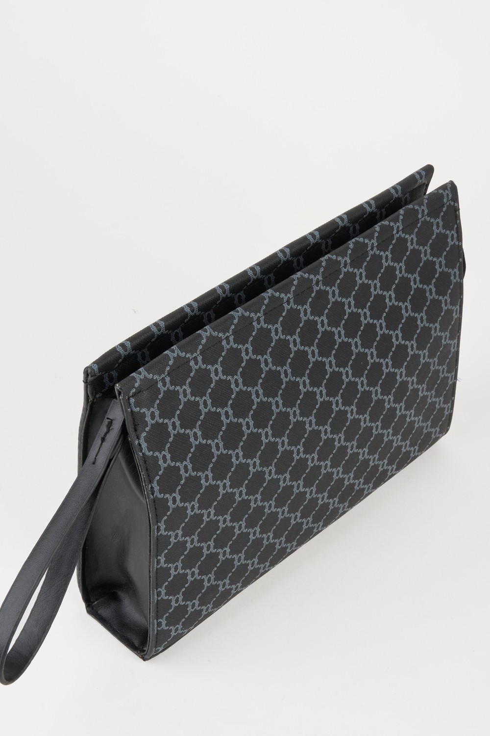 Vivaq Kadın Petunya Desenli Siyah Astarlı Suni Deri Bilek Askılı Portföy El ve Clutch Çanta