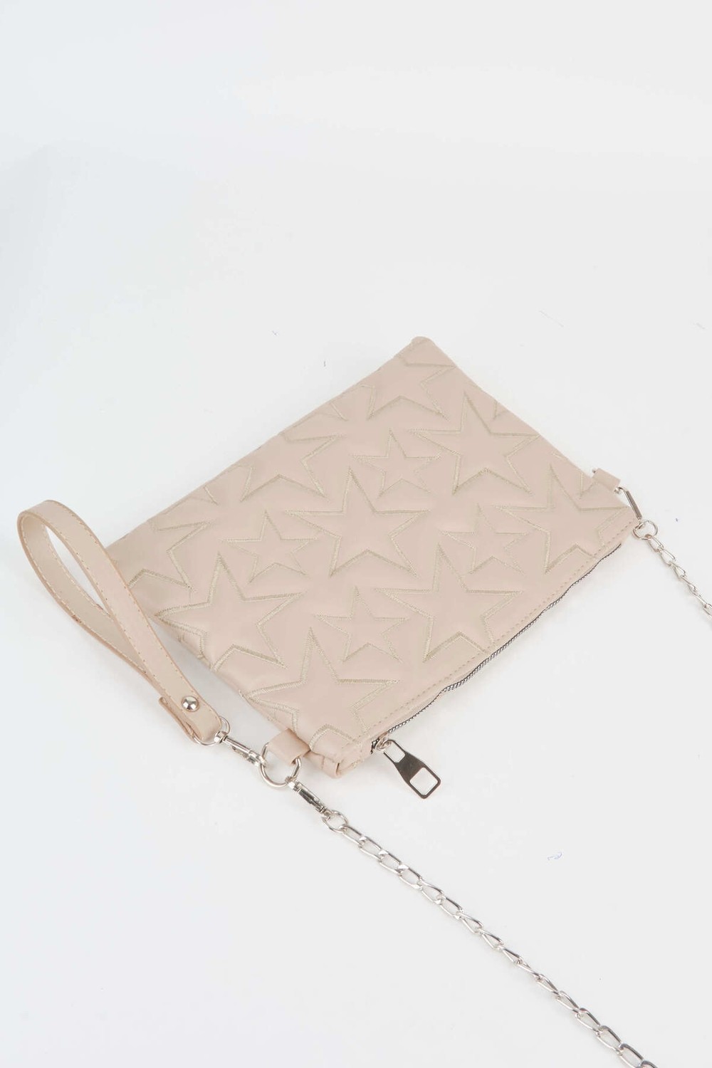 Vivaq Kadın Vizon Yıldız Nakışlı Suni Deri Bilek ve Zincir Askılı Portföy El ve Clutch Çanta