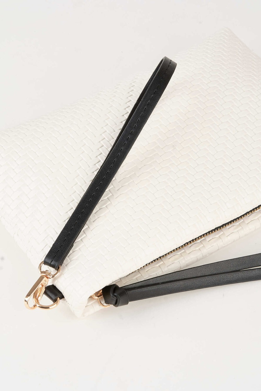Vivaq Kadın Bellis Örgü Beyaz Astarlı Suni Deri Bilek Askılı Portföy El ve Clutch Çanta