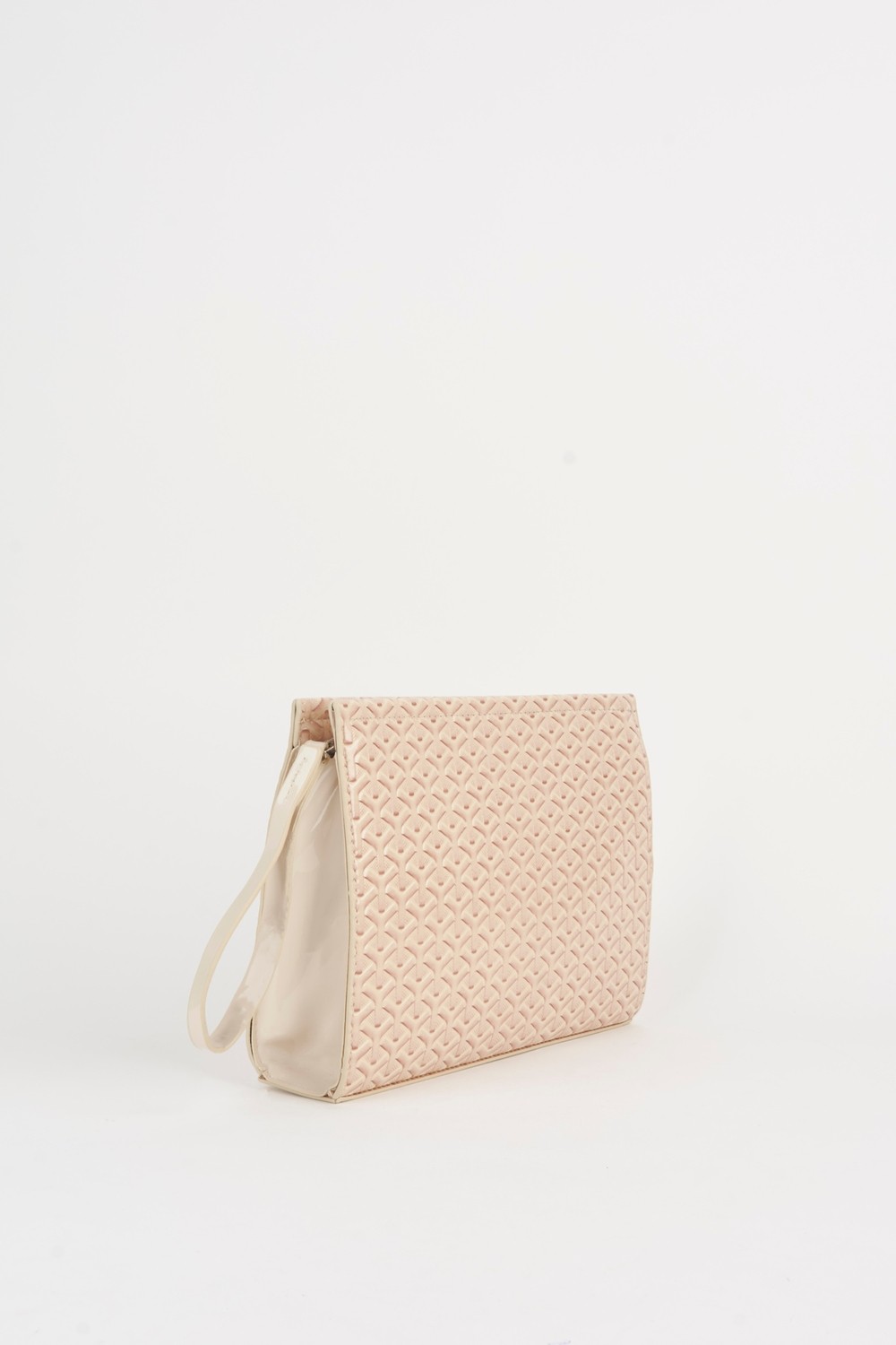 Vivaq Kadın Petunya Dokulu Krem Astarlı Suni Deri Bilek Askılı Portföy El ve Clutch Çanta görsel 2