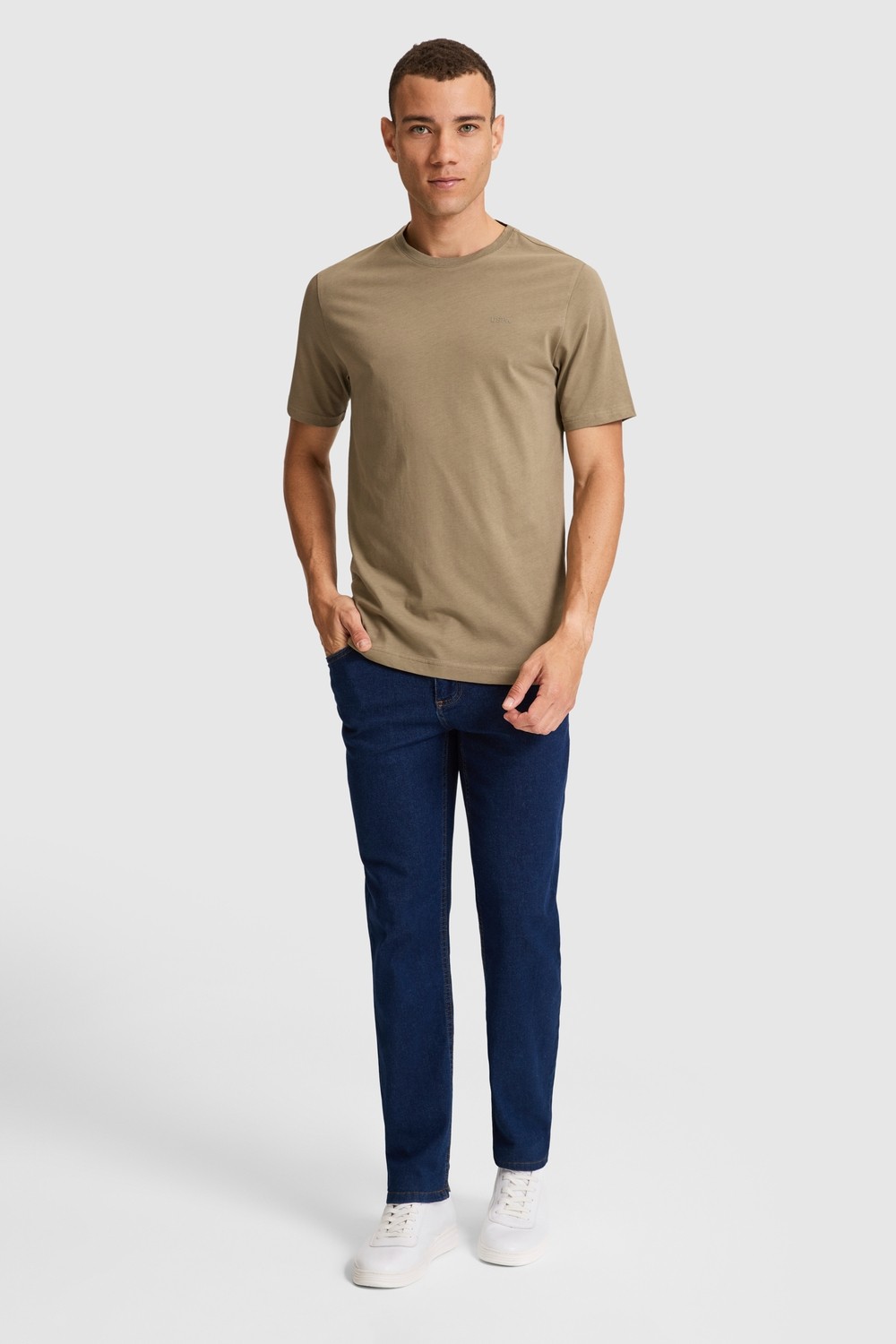 U.S. Polo Assn. Erkek Koyu Yeşil Regular Fit Polo Yaka Basic Tişört 50327022-VR079 görsel 4