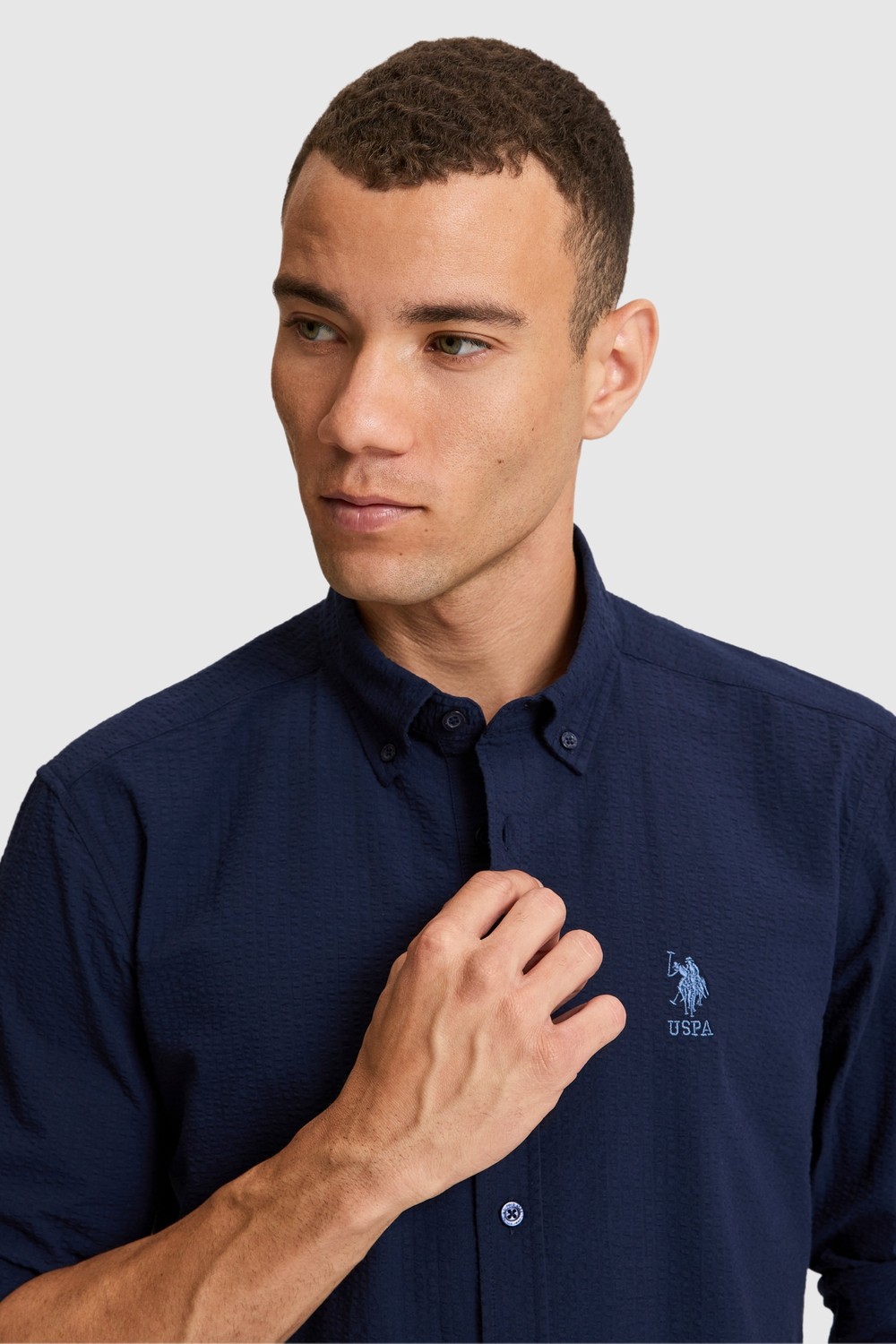 U.S. Polo Assn. Erkek Açık Lacivert Uzun Kollu Basic Gömlek 50324638-VR059 görsel 2
