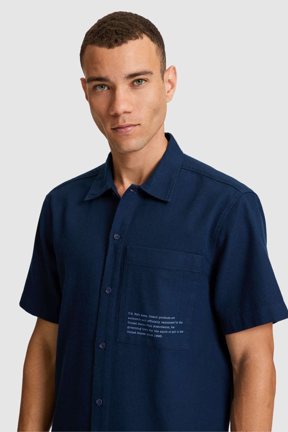 U.S. Polo Assn. Erkek Lacivert Kısa Kollu Gömlek 50324739-VR033 görsel 2