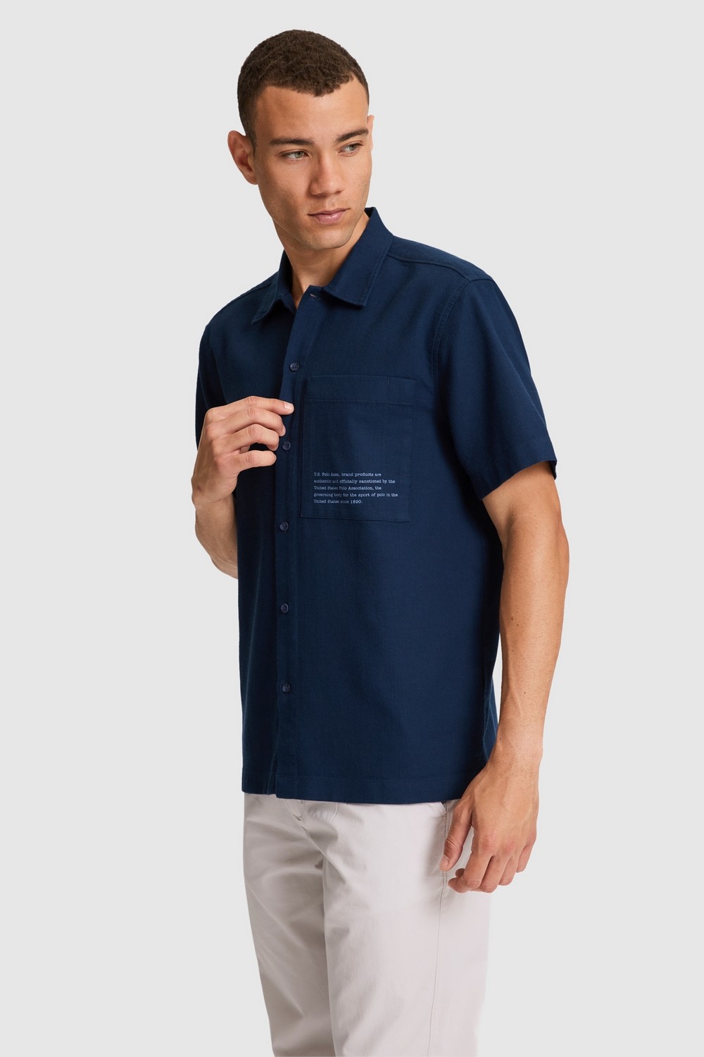 U.S. Polo Assn. Erkek Lacivert Kısa Kollu Gömlek 50324739-VR033 görsel 3