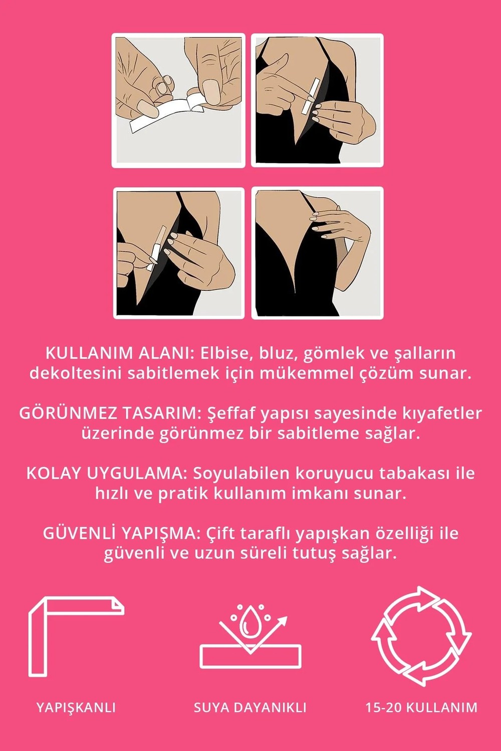 Cottonhill Kıyafet Sabitleyici Çift Taraflı Şeffaf Bant görsel 4