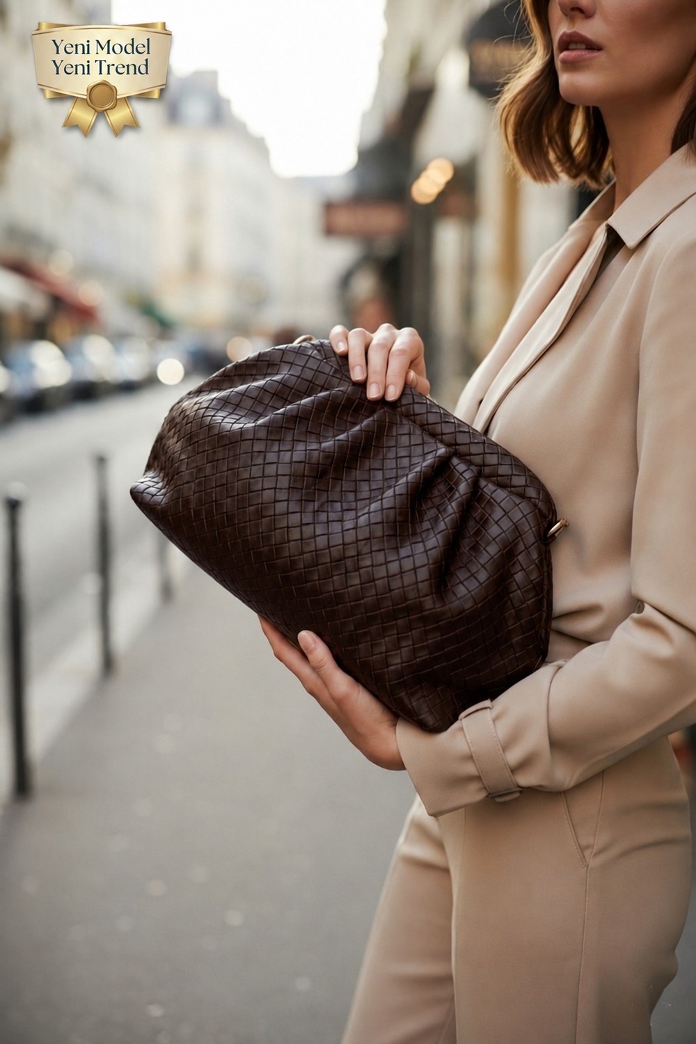 CLASSBAG Kadın Siyah Örgü Desenli Portföy&clutch ve Ayarlanabilir Askılı Omuz Çantası