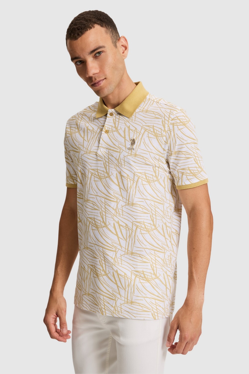 U.S. Polo Assn. Erkek Bej Regular Fit Polo Yaka Tişört 50327014-VR011 görsel 3