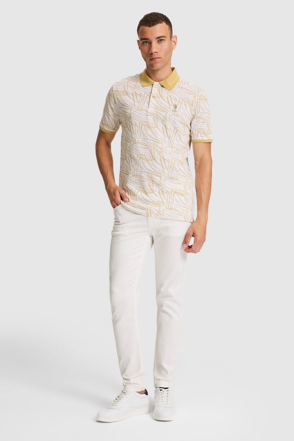 U.S. Polo Assn. Erkek Bej Regular Fit Polo Yaka Tişört 50327014-VR011 görsel 4