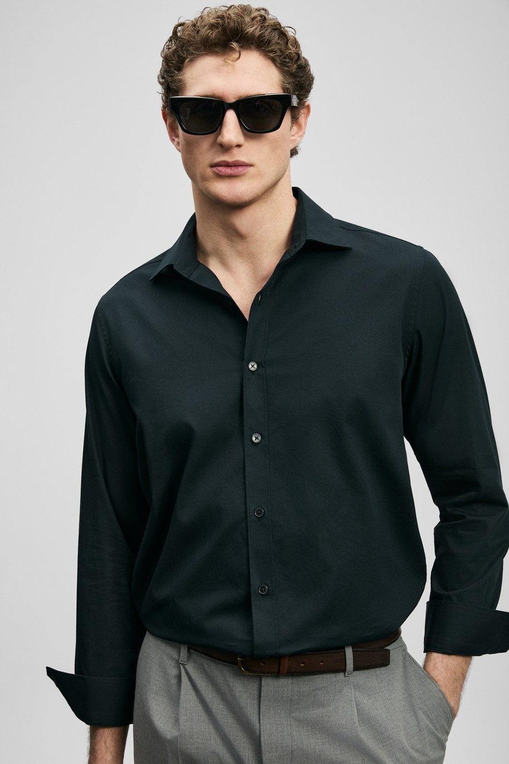 Lufian Orland Erkek Basic Gömlek Regular Fit Siyah görsel 5