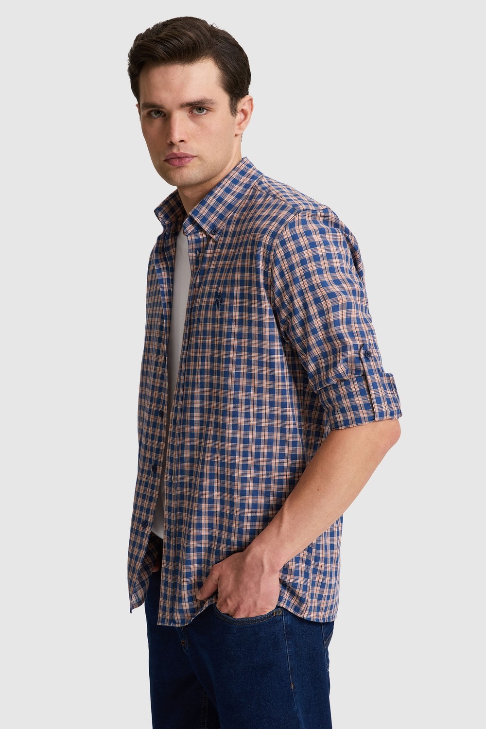 U.S. Polo Assn. Erkek Lacivert Uzun Kollu Gömlek 50324654-VR033 görsel 3