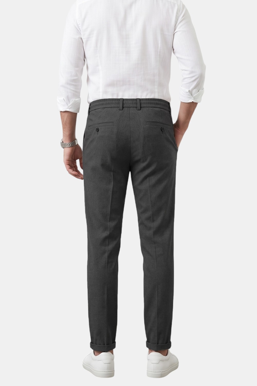 Deepsea Füme Italyan Kesim Slim Fit Likralı Duble Paça Erkek Spor Pantolon 2602050 görsel 3