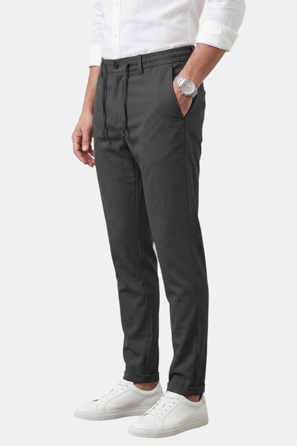 RizzUP Füme Italyan Kesim Slim Fit Likralı Duble Paça Erkek Spor Pantolon 2602050 görsel 2