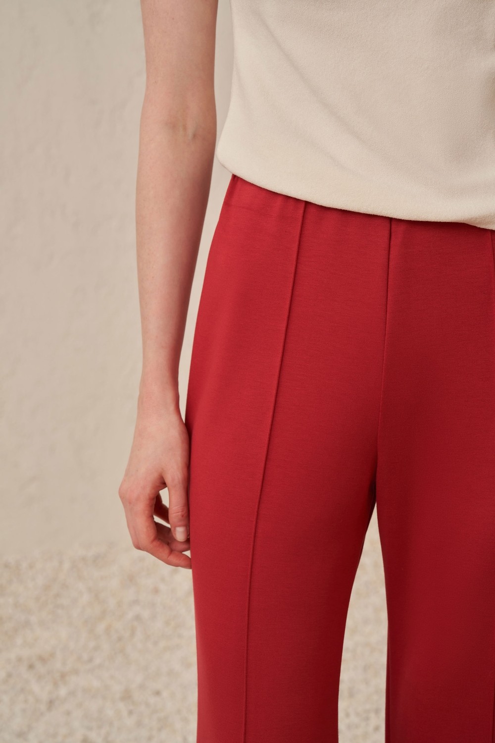 ALLDAY Bej Ütü Izi Detaylı Geniş Paça Pantolon görsel 2