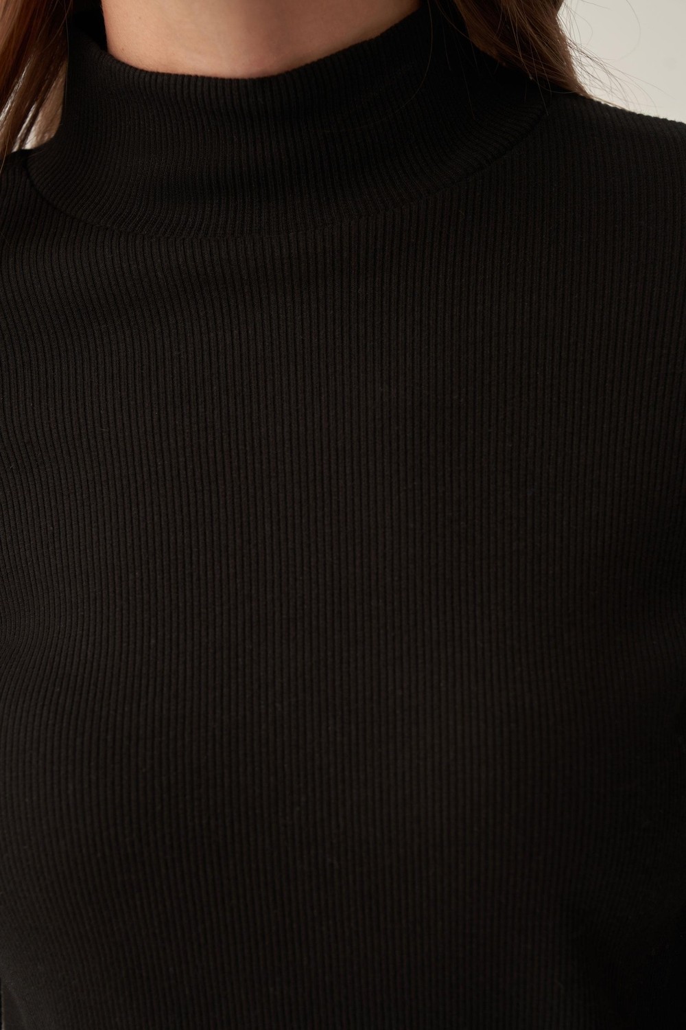 ALLDAY Siyah Balıkçı Yaka Kaşkorse Uzun Kollu T-Shirt
