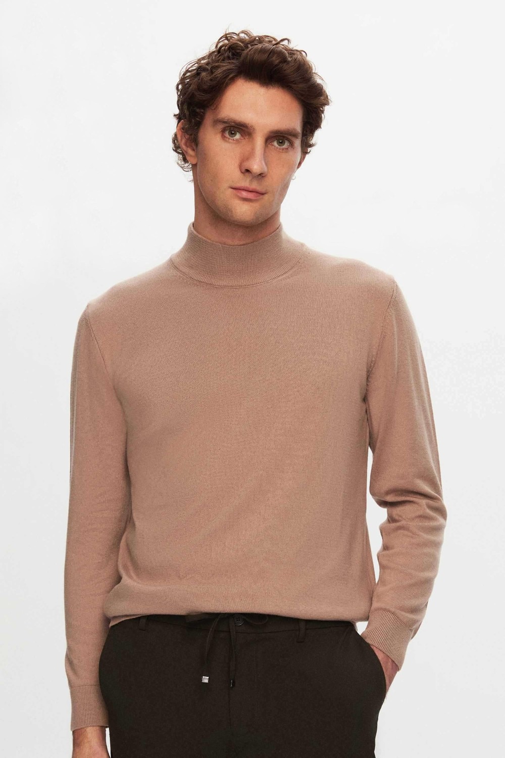 D'S Damat Regular Fit Mavi Pamuk Karışımlı Yarım Balıkçı Triko Kazak 5HF06ORT16275