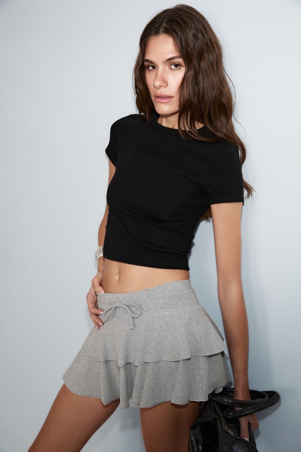 Ethiquet Zolen Kadın Yumuşak ve Esnek Kumaşlı Organik Pamuklu Kısa Kollu Crop Fuşya T-Shirt görsel 4