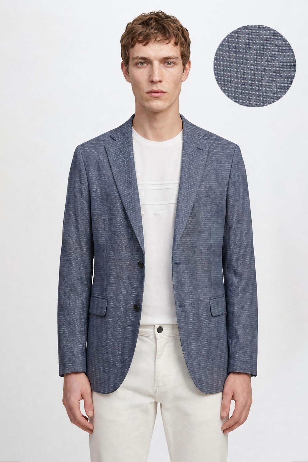 Altınyıldız Classics Yünlü Slim Fit Dar Kesim Mono Yaka Kapak Cepli Armürlü Blazer Ceket